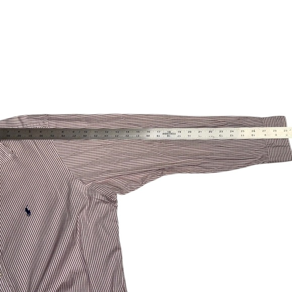 Ralph Lauren Dress Shirt Mens Classic Fit 16.5/33 Burgundy Striped Button Down - Picture 6 of 6